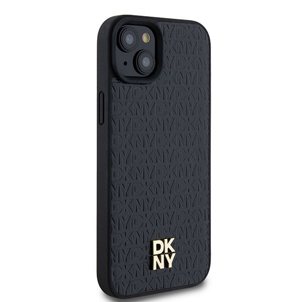 DKNY DKHMP15MPSHRPSK iPhone 15 Plus /14 Plus 6.7&quot; czarny/black hardcase Leather Monogram Pattern Metal Logo MagSafe