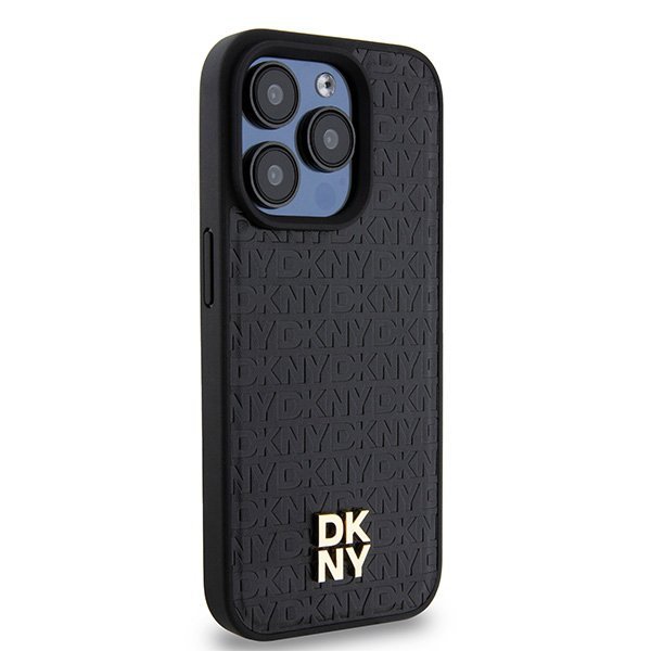 DKNY DKHMP15LPSHRPSK iPhone 15 Pro6.1&quot; czarny/black hardcase Leather Pattern Monogram Metal Logo MagSafe