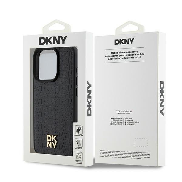 DKNY DKHMP15LPSHRPSK iPhone 15 Pro6.1&quot; czarny/black hardcase Leather Pattern Monogram Metal Logo MagSafe