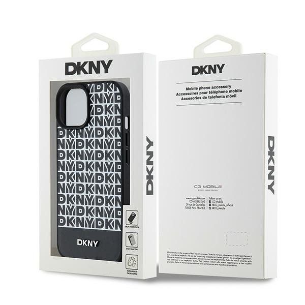 DKNY DKHMP15SPSOSPK iPhone 15 / 14 / 136.1&quot; czarny/black hardcase Leather Printed Pattern Metal Logo MagSafe