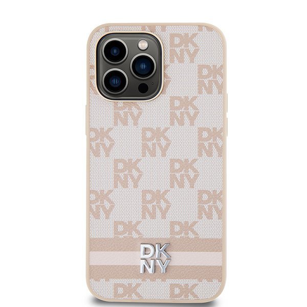 DKNY DKHCP14XPCPTSSP iPhone 14 Pro Max6.7&quot; różowy/pink hardcase Leather Checkered Mono Pattern & Printed Stripes
