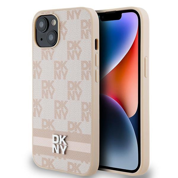 DKNY DKHCP15MPCPTSSP iPhone 15 Plus /14 Plus 6.7&quot; różowy/pink hardcase Leather Checkered Mono Pattern & Printed Stripes
