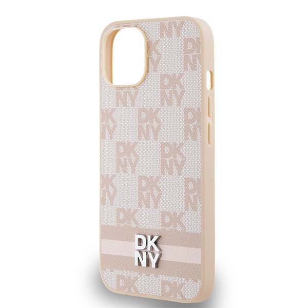 DKNY DKHCP15MPCPTSSP iPhone 15 Plus /14 Plus 6.7&quot; różowy/pink hardcase Leather Checkered Mono Pattern & Printed Stripes