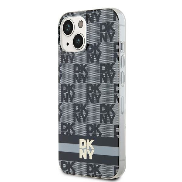 DKNY DKHMP14SHCPTSK iPhone 14 / 15 / 136.1&quot; czarny/black hardcase IML Checkered Mono Pattern & Printed Stripes MagSafe