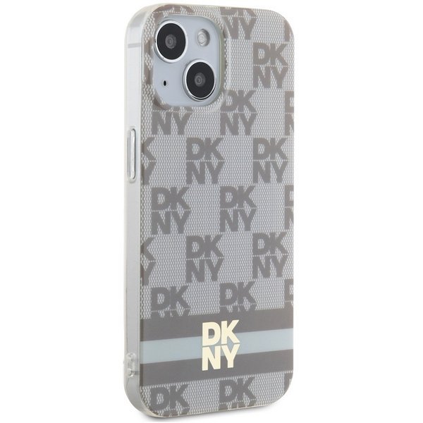 DKNY DKHMP15MHCPTSE iPhone 15 Plus /14 Plus 6.7&quot; beżowy/beige hardcase IML Checkered Mono Pattern & Printed Stripes MagSafe