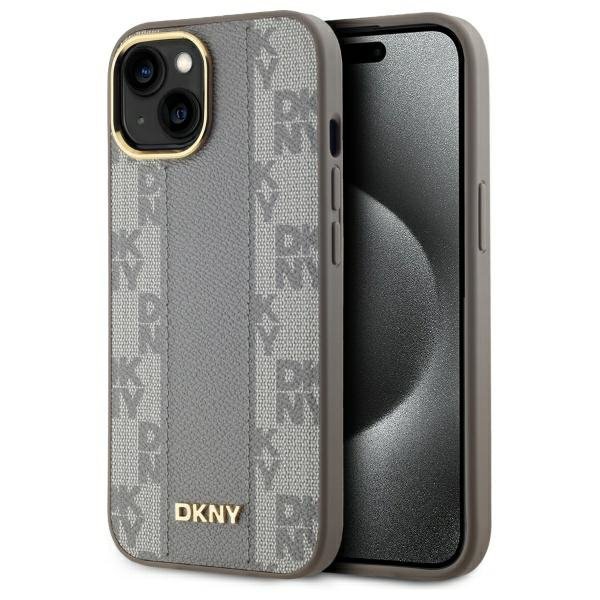 DKNY DKHMP15MPCPVSLE iPhone 15 Plus6.7&quot; beżowy/beige hardcase Leather Checkered Mono Pattern MagSafe