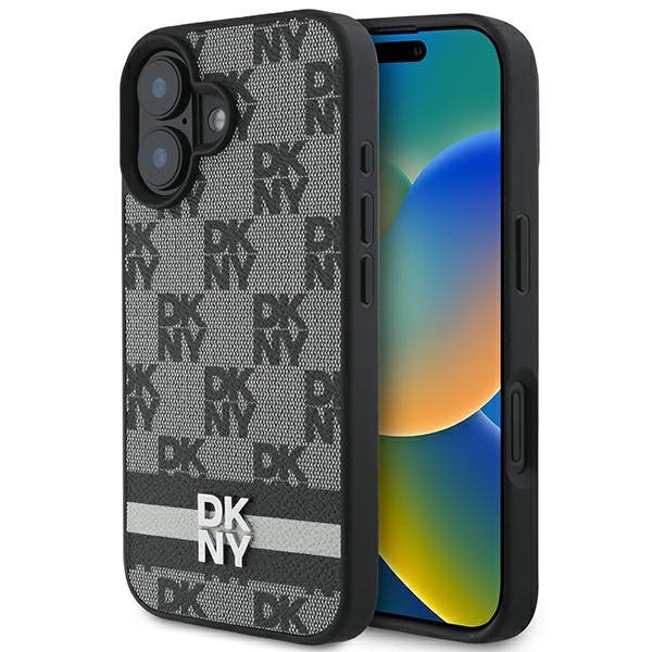 DKNY DKHCP16SPCPTSSK iPhone 16 6.1&quot; czarny/black hardcase Checkered Pattern & Printed Stripes