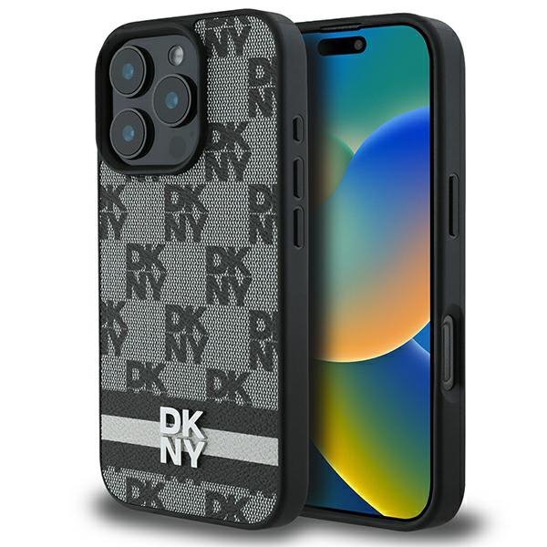 DKNY DKHCP16LPCPTSSK iPhone 16 Pro 6.3&quot; czarny/black hardcase Checkered Pattern & Printed Stripes