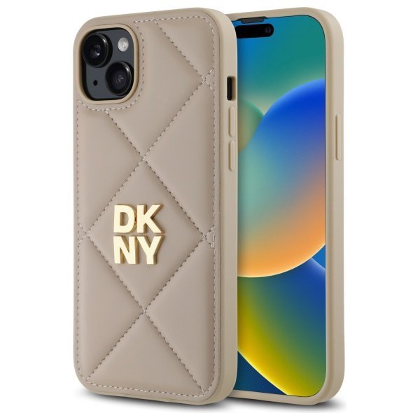 DKNY DKHCP15MPQDSLE iPhone 15 Plus 6.7&quot;  beżowy/beige Quilted Stack Logo