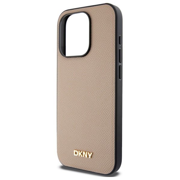 DKNY DKHMP15LPGHLME iPhone 15 Pro 6.1&quot;   beżowy/beige hardcase Grained Metal Logo MagSafe