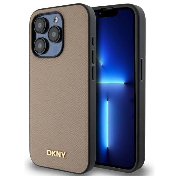 DKNY DKHMP15XPGHLME iPhone 15 Pro Max    6.7&quot; beżowy/beige hardcase Grained Metal Logo MagSafe