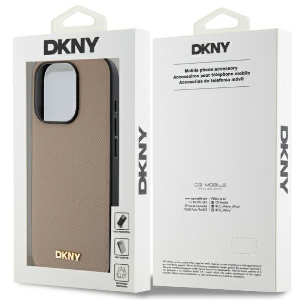 DKNY DKHMP15XPGHLME iPhone 15 Pro Max    6.7&quot; beżowy/beige hardcase Grained Metal Logo MagSafe
