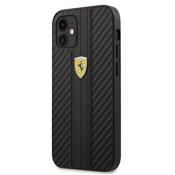 Ferrari FESNECHCP12SBK iPhone 12 mini 5,4&quot; czarny/black hardcase On Track PU Carbon