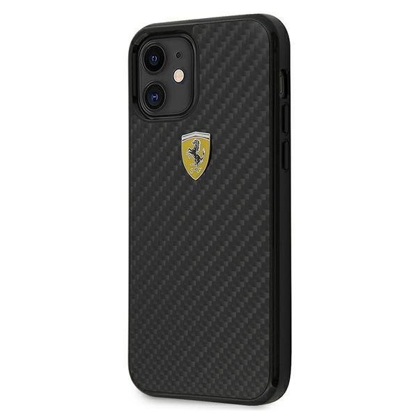 Ferrari FERCAHCP12SBK iPhone 12 mini 5,4&quot; czarny/black hardcase On Track Real Carbon