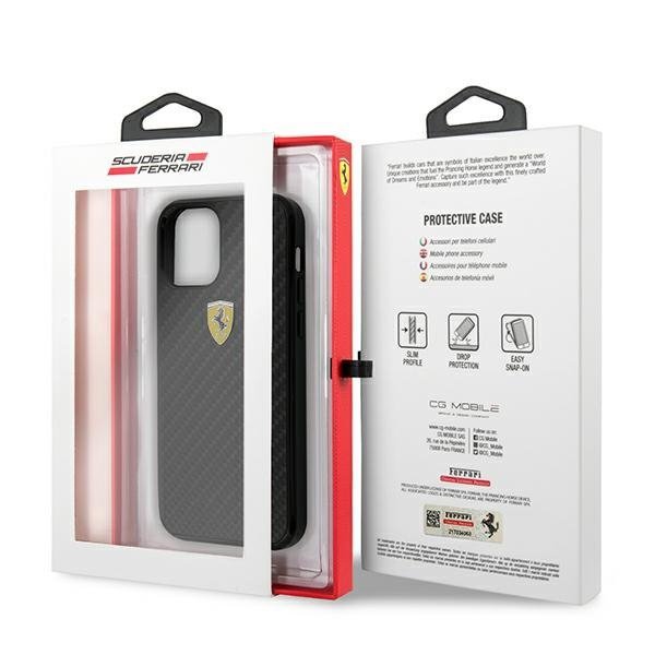 Ferrari FERCAHCP12SBK iPhone 12 mini 5,4&quot; czarny/black hardcase On Track Real Carbon