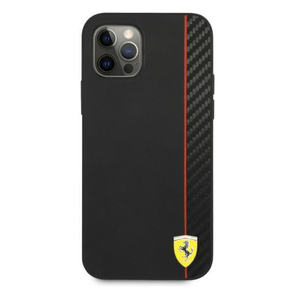 Ferrari FESAXHCP12LBK iPhone 12 Pro Max 6,7&quot; czarny/black hardcase On Track Carbon Stripe