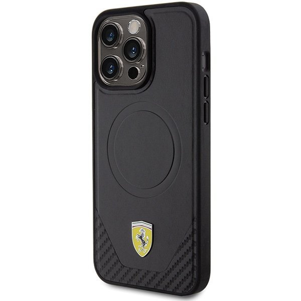 Ferrari FEHMP15XPTEK iPhone 15 Pro Max 6.7&quot; czarny/black hardcase Carbon Metal Logo MagSafe