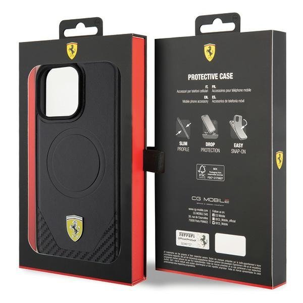Ferrari FEHMP15XPTEK iPhone 15 Pro Max 6.7&quot; czarny/black hardcase Carbon Metal Logo MagSafe