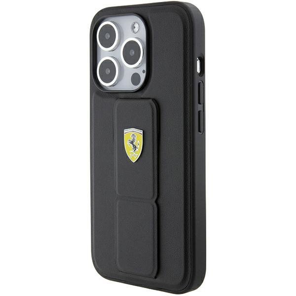 Ferrari FEHCP15LGSPSIK iPhone 15 Pro 6.1&quot; czarny/black hardcase Grip Stand Metal Logo