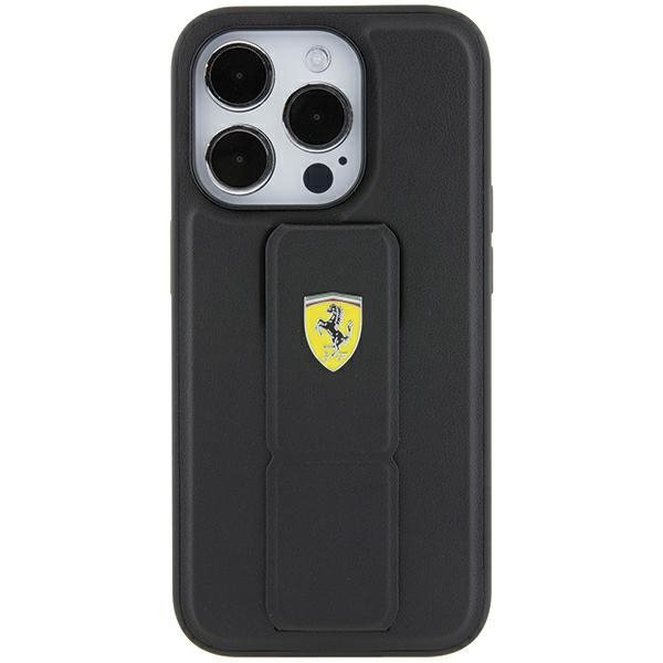 Ferrari FEHCP15LGSPSIK iPhone 15 Pro 6.1&quot; czarny/black hardcase Grip Stand Metal Logo