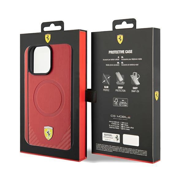 Ferrari FEHMP15LPTER iPhone 15 Pro 6.1&quot; czerwony/red hardcase Carbon Metal Logo MagSafe
