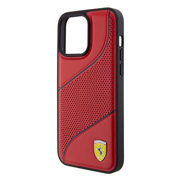 Ferrari FEHCP15XPWAR iPhone 15 Pro Max 6.7&quot; czerwony/red hardcase Perforated Waves Metal Logo