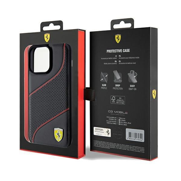 Ferrari FEHCP15XPWAK iPhone 15 Pro Max 6.7&quot; czarny/black hardcase Perforated Waves Metal Logo