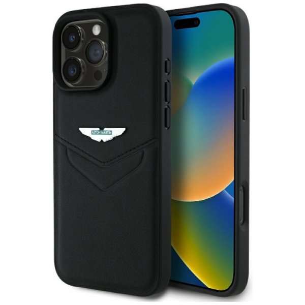 Etui Aston Martin HC Leather Victory     Design do iPhone 16 Pro Max czarny