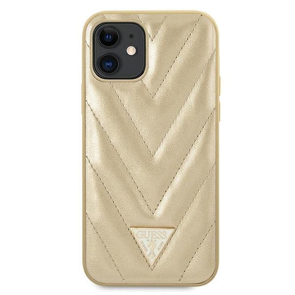 Guess GUHCP12SPUVQTMLBE iPhone 12 mini 5,4&quot; złoty/gold hardcase V-Quilted Collection