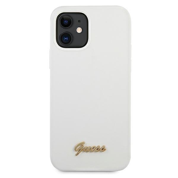 Guess GUHCP12SLSLMGWH iPhone12 mini 5,4&quot; biały/white hardcase Metal Logo Script