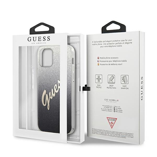 Guess GUHCP12SPCUGLSBK iPhone 12 mini5,4&quot; czarny/black hardcase Glitter Gradient Script
