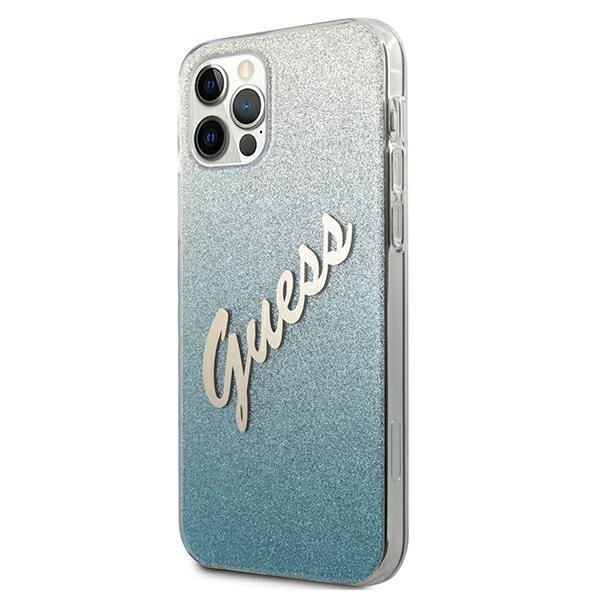 Guess GUHCP12MPCUGLSBL iPhone 12/12 Pro6,1&quot; niebieski/blue hardcase Glitter Gradient Script
