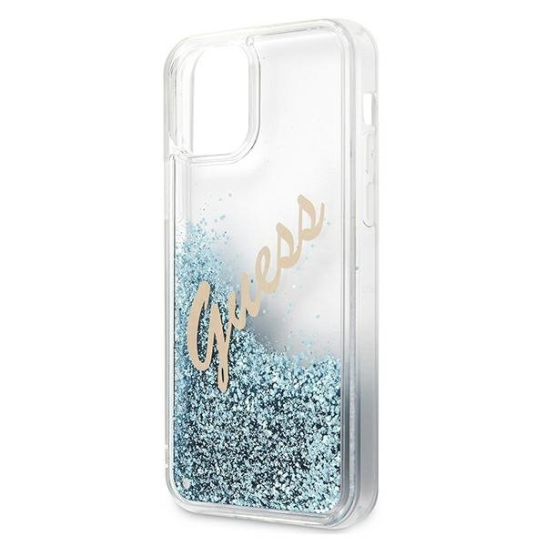 Guess GUHCP12SGLVSBL iPhone 12 mini 5,4&quot; niebieski/blue hardcase Glitter Vintage Script