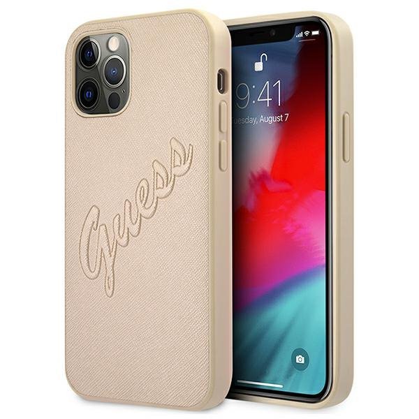 Guess GUHCP12MRSAVSLG iPhone 12/12Pro 6,1&quot; złoty/gold hardcase Saffiano Vintage Script