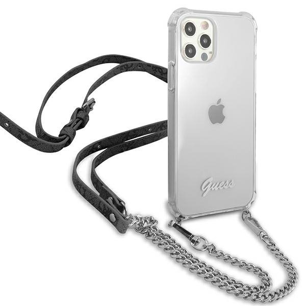 Guess GUHCP12MKC4GSSI iPhone 12/12 Pro6,1&quot; Transparent hardcase 4G Silver Chain