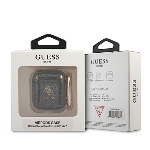Guess GUA2UCG4GK AirPods 1/2 cover czarny/black Glitter Collection