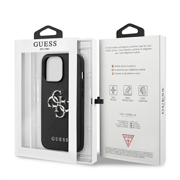 Guess GUHCP13LSA4GSBK iPhone 13 Pro/13 6,1&quot; czarny/black hardcase Saffiano 4G Metal Logo
