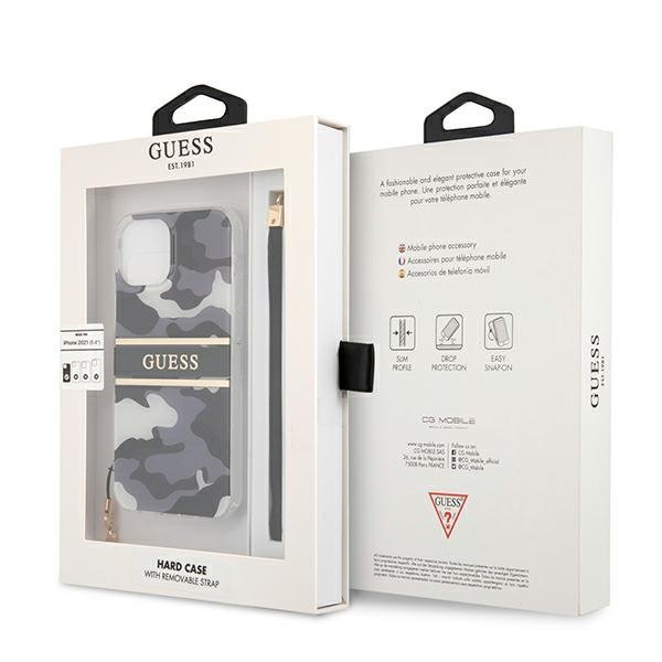 Guess GUHCP13MKCABBK iPhone 13 / 14 / 156.1&quot; czarny/black hardcase Camo Strap Collection