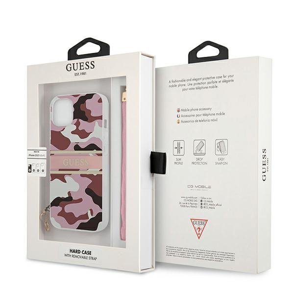 Guess GUHCP13MKCABPI iPhone 13 / 14 / 156.1&quot; różowy/pink hardcase Camo Strap Collection