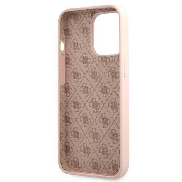 Guess GUHMP13XLSLMGLP iPhone 13 Pro Max6,7&quot; jasnoróżowy/light pink hardcase Silicone Script Gold Logo Magsafe