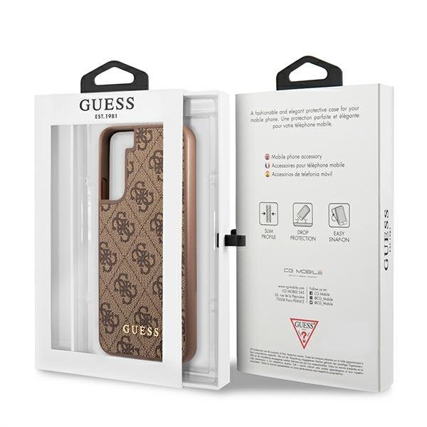 Guess GUHCS22SG4GFBR S22 S901brązowy/brown hard case 4G Metal Gold Logo