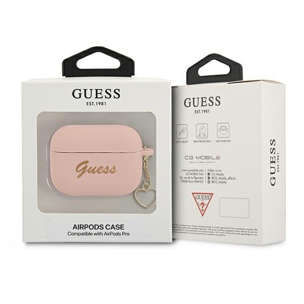 Guess GUAPLSCHSP AirPods Pro cover różowy/pink Silicone Charm Heart Collection