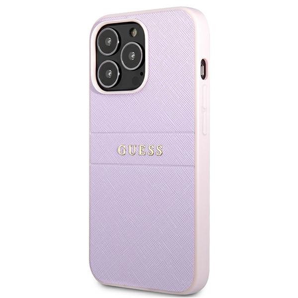 Guess GUHCP13LPSASBPU iPhone 13 Pro / 136,1&quot; fioletowy/purple Saffiano Hot Stamp & Metal Logo