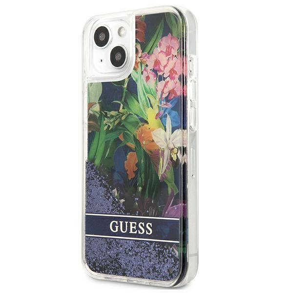 Guess GUHCP13SLFLSB iPhone 13 mini 5,4&quot;niebieski/blue hardcase Flower Liquid Glitter