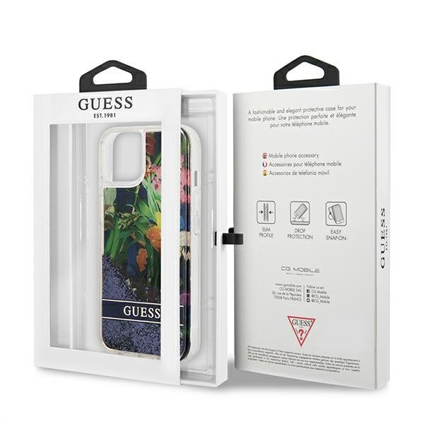 Guess GUHCP13SLFLSB iPhone 13 mini 5,4&quot;niebieski/blue hardcase Flower Liquid Glitter