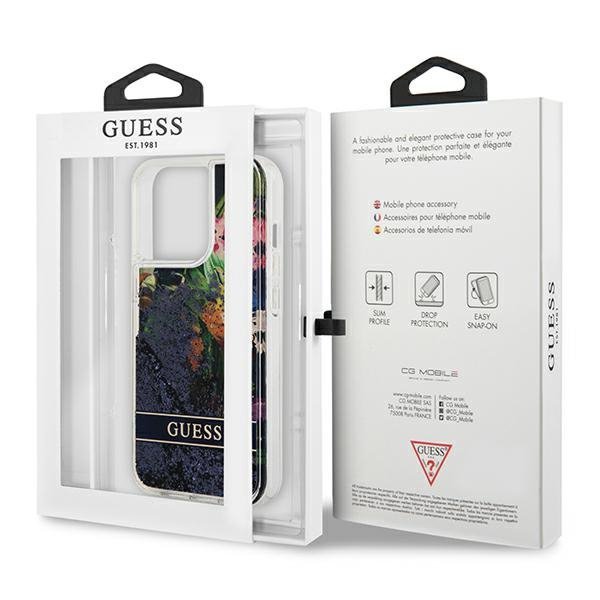 Guess GUHCP13XLFLSB iPhone 13 Pro Max 6,7&quot; niebieski/blue hardcase Flower Liquid Glitter