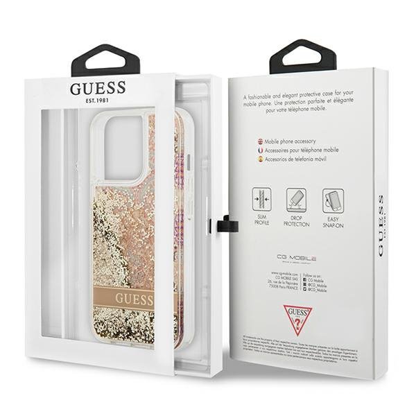 Guess GUHCP13LLFLSD iPhone 13 Pro / 136,1&quot; złoty/gold hardcase Paisley Liquid Glitter