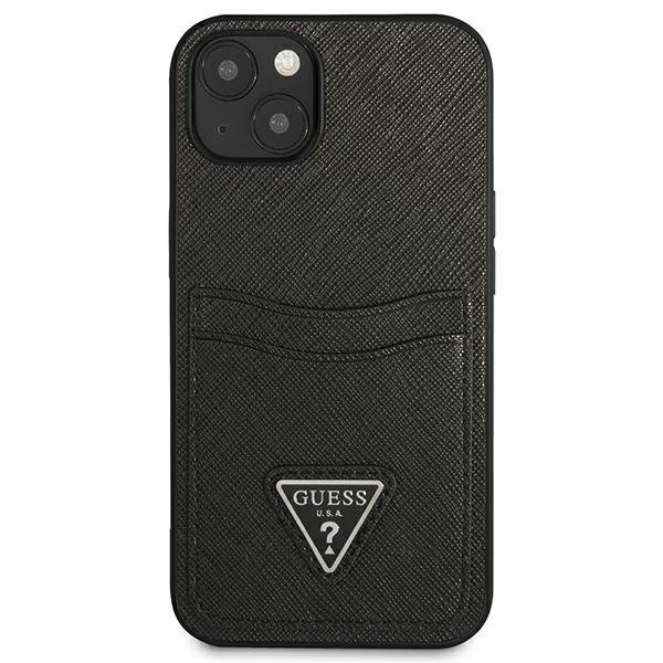 Guess GUHCP13SPSATPK iPhone 13 mini 5,4&quot;czarny/black hardcase SaffianoTriangle Logo Cardslot