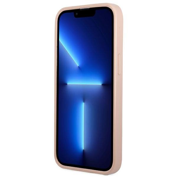 Guess GUHCP13SPSATPP iPhone 13 mini 5,4&quot;różowy/pink hardcase SaffianoTriangle Logo Cardslot