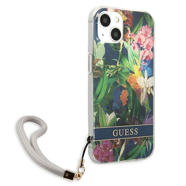 Guess GUHCP13SHFLSB iPhone 13 mini 5,4&quot;niebieski/blue hardcase Flower Strap
